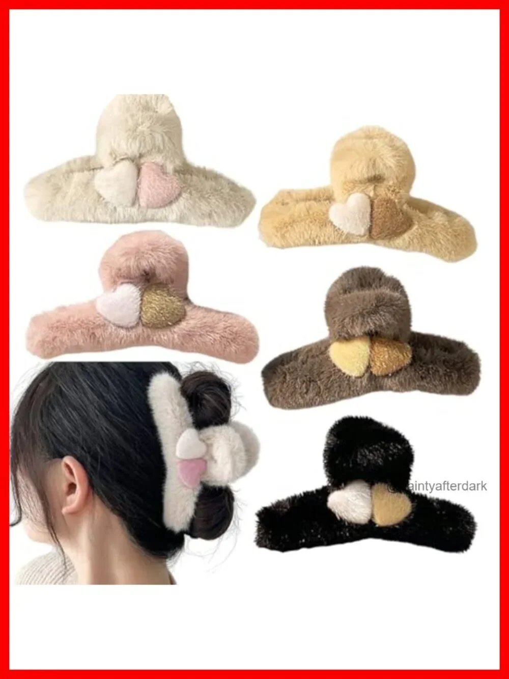 Fuzzy Plush Hair Claw Clips Strong Hold Non-slip Claw Clips for Women Thin
